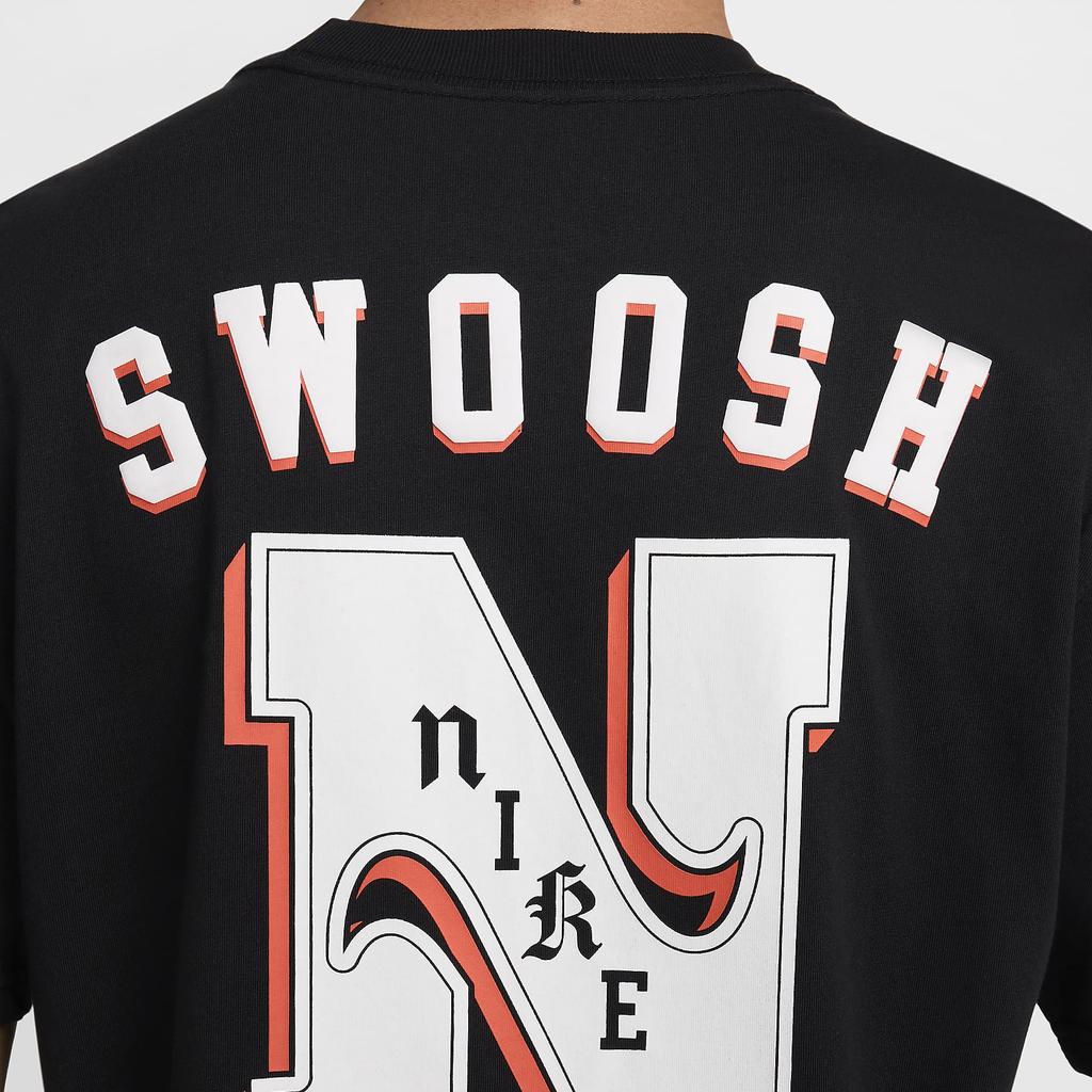 Nike Air Max 90 Cotton Comfort Casual Short Sleeve Crew Neck Letter Print T-Shirt With Drop Shoulder Men Tops Black FZ5386-010