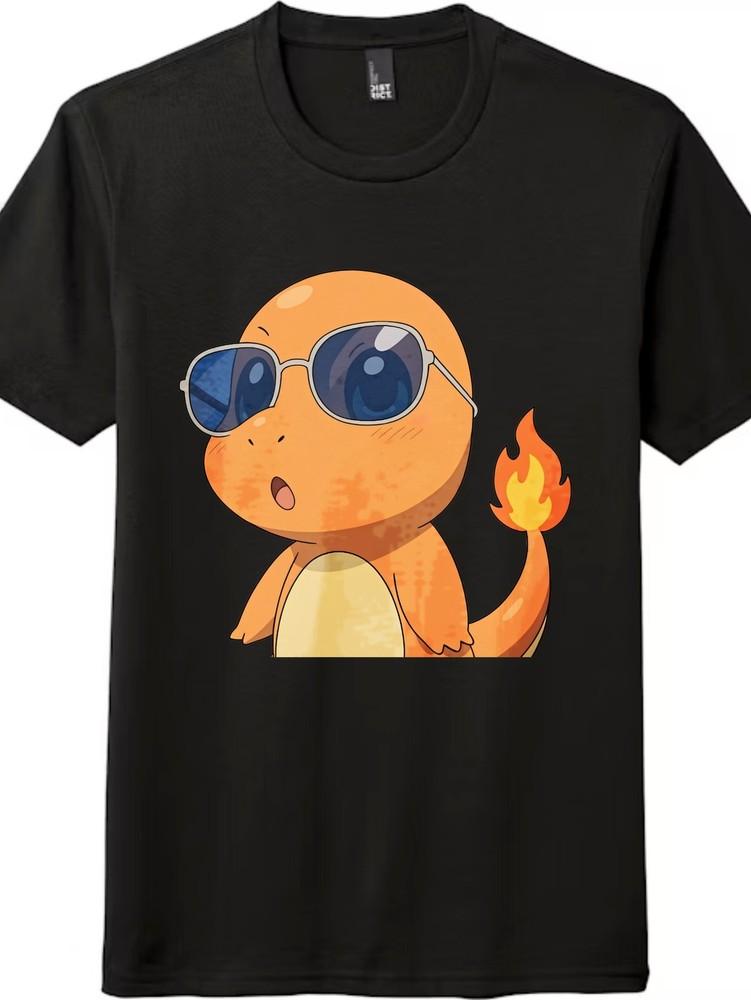 

Солнцезащитные очки Charmander, Мультяшная трендовая футболка Pokémon, Унисекс, Повседневная трендовая футболка XL