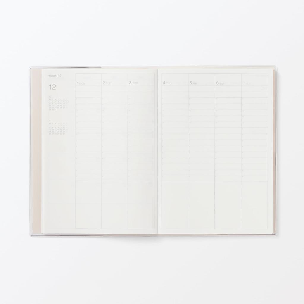 MUJI 2026 B6 Vertical Starting December 84854545 Planner, 2025, White, Monthly/Weekly,