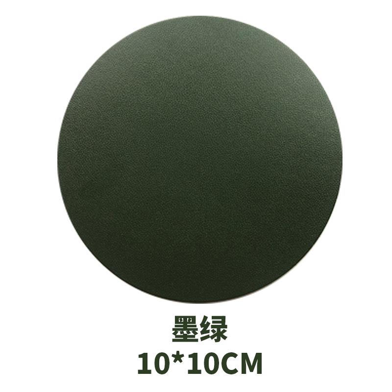 Round spot leather teacup mat can be ordered lOGO hand sewing with oil edge pu leather coaster thermal insulation mat wholesale