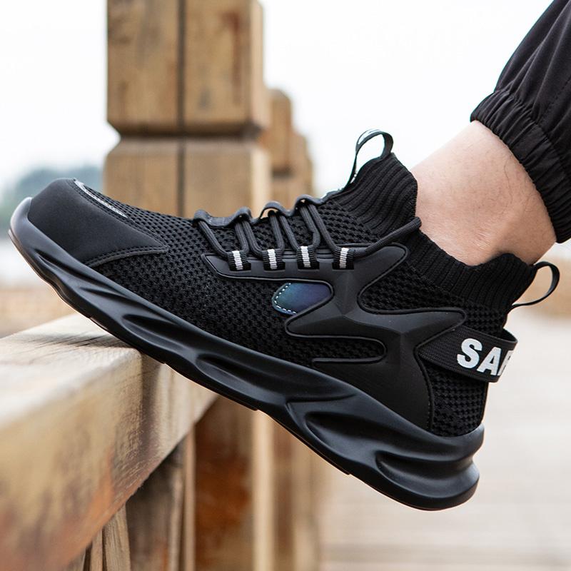 Zapatos a prueba de trabajo para hombre, antigolpes, antiperforación, transpirables, protectores de seguridad, zapatos antideslizantes suaves que absorben los golpes