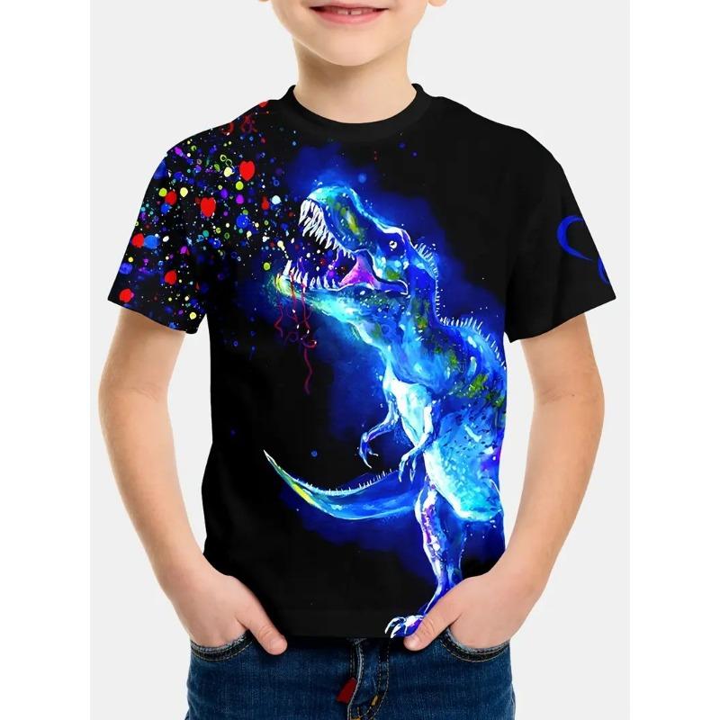 Kids T-shirt 3d Print Summer New Boys' 3D Sexy Design Gradient Round Neck Short Sleeved T-shirt