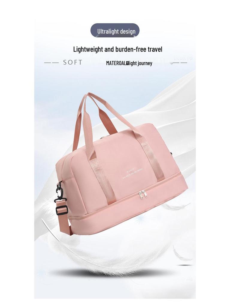 Versatile Canvas Travel and Sports Bag with Wet/Dry Compartments, Large Capacity, Single Shoulder, and Crossbody Features.