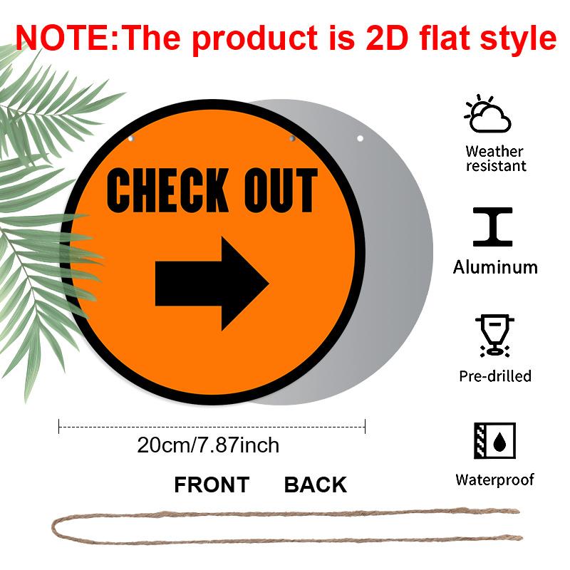 2D Flat 1pc Bright Orange Check Out Sign, Round Aluminum Directional Sign with Right Arrow, Durable Weatherproof Sign for Shop, Supermarket, Retail