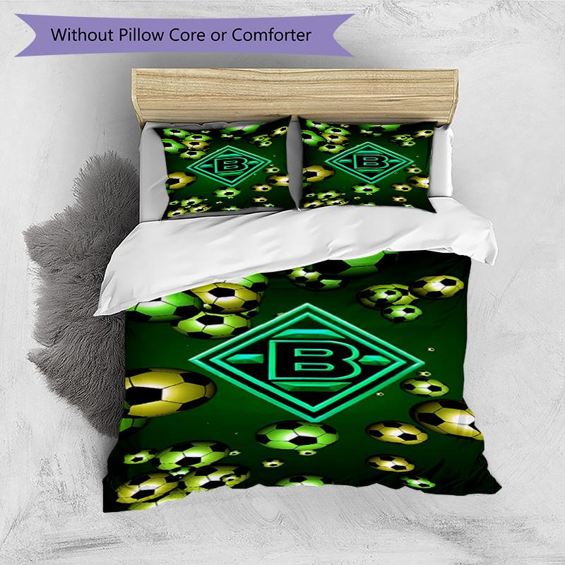 3pcs Duvet Cover Set (1*Duvet Cover + 2*Pillowcase, Without Core), Borussia Monchengladbach Print Bedding Set, Bedroom Decor, All‑Season, Birthday Gif