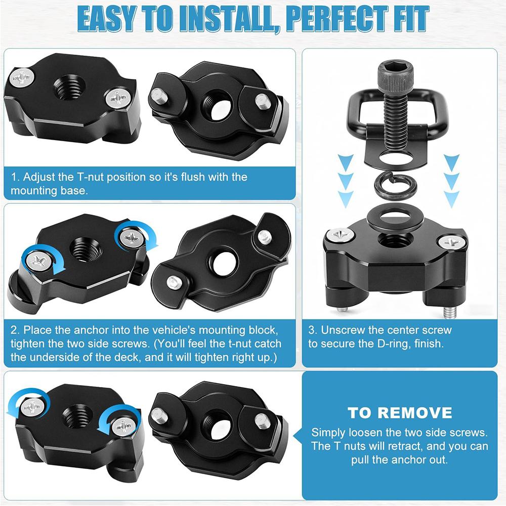 4 stk D-ring UTV Lasteplan Skinne Klemmer Fastgørelsesanker System til Cforce