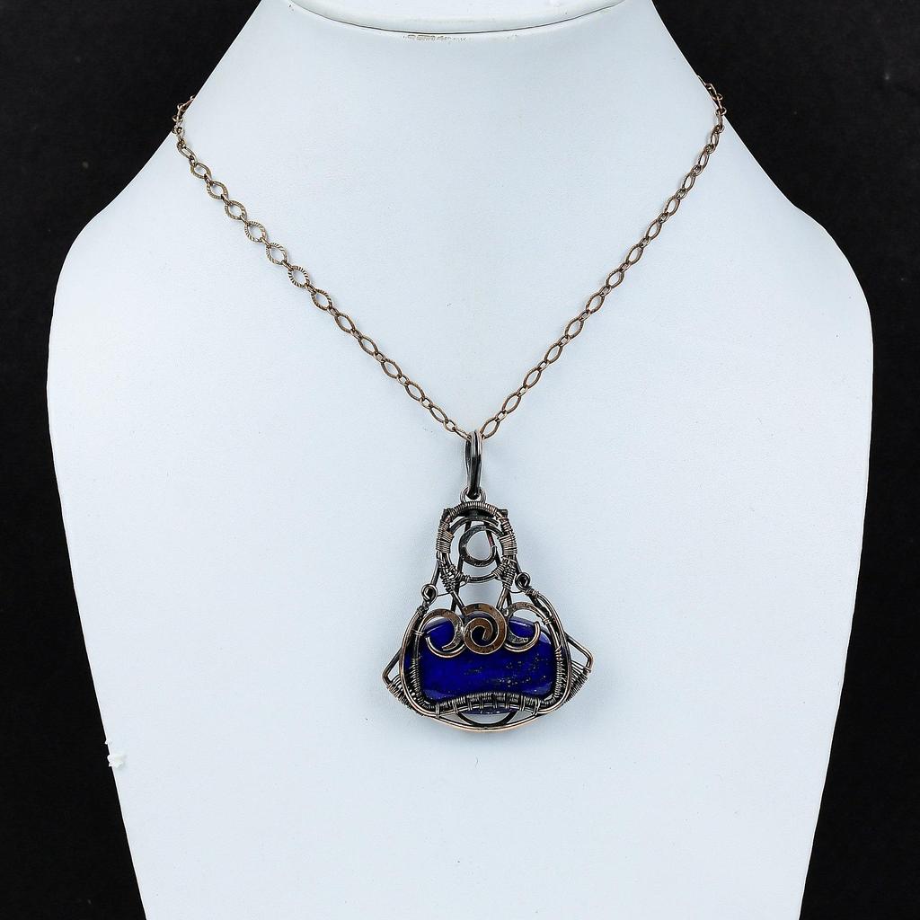 Lapis Lazuli Pendant Copper Wire Wrapped Pendant Lapis Lazuli Jewelry Handmade Pendant Designer Pendant Gift For Her Gemstone Copper Jewelry