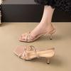 Women Sandals 2026 Summer Square Toe High Heeled Sandals Fashion Open Toe Dress Shoes  Evening Party Pumps Sandalias De Mujer