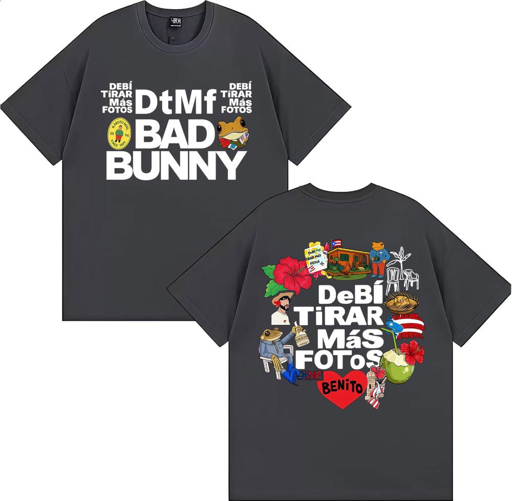 DTMF Bad Bunny Debi Tirar Mas Fotos 2026 Tour Print Tee Shirt Men Women Hip Hop Pop Music T Shirt 100% Cotton T-shirt Streetwear