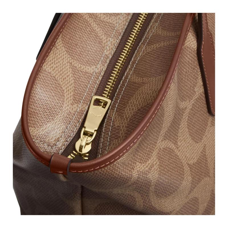 Coach City 36 Gold Logo Brand Print Maxi Signature Canvas Tote Bag Tote Bag Shopping Bag Hand Shoulder Bag Large Women's Tan