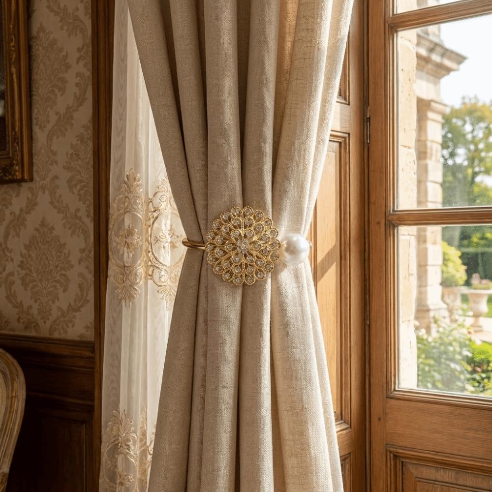 Light Luxury Curtain Tiebacks Metal Pearl Curtain Straps Creative Curtains Tie Rope  Office