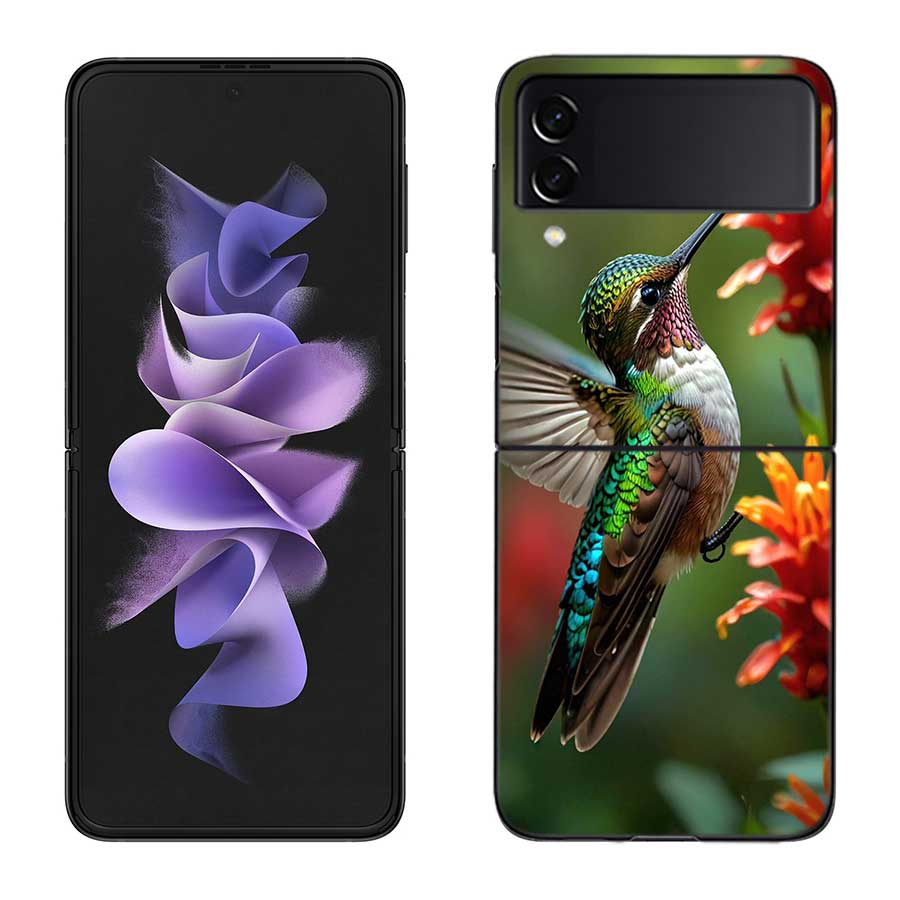 The Spirit of Hummingbirds Phone Case For Samsung Z Flip 7 6 5G Galaxy Z Flip 5 4 3 Black Hard Cell Cover Luxury PC Shell Coque