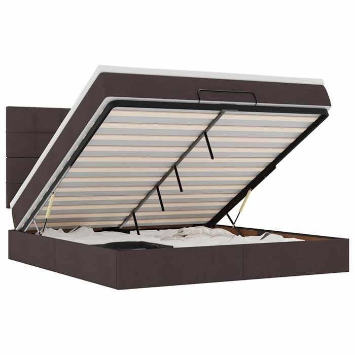 VidaXL Ottoman Bed Frame with Dark Brown Mattress 180x200 Cm Fabric, Bed Frame, Upholstered Bed Frame 3314027