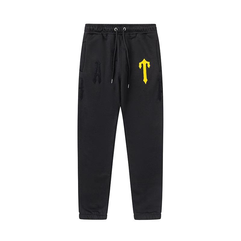 Foreign trade new rainbow color matching letter embroidery velvet loose hooded sweater casual trousers set men and women the same style