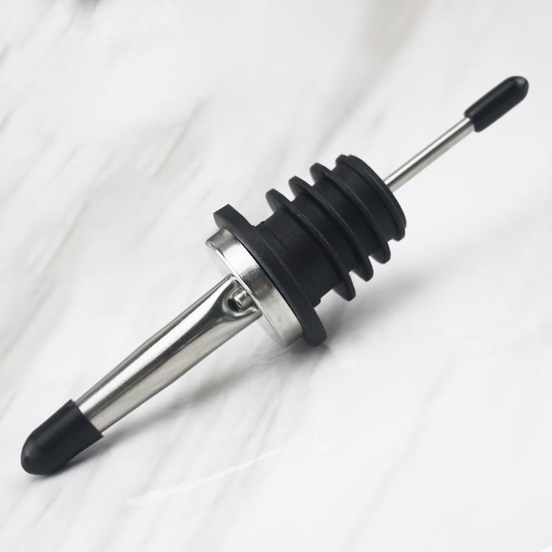 Stainless Steel Wine Pourer with Black Cap Barware