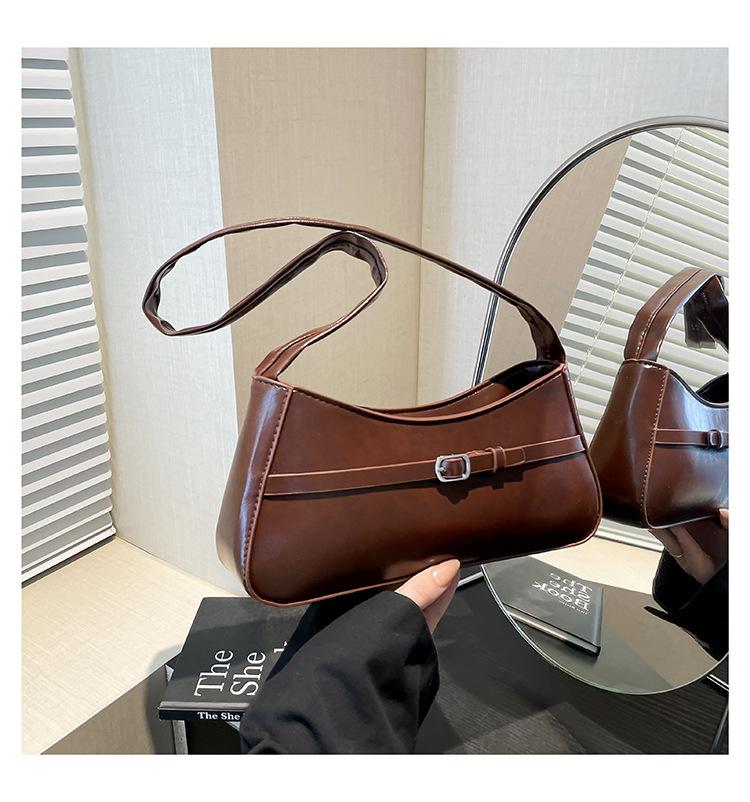 New Solid Color Temperament High-end Texture Shoulder Bag Fashionable and Simple Versatile Commuter Bag Niche Design Underarm Bag Women