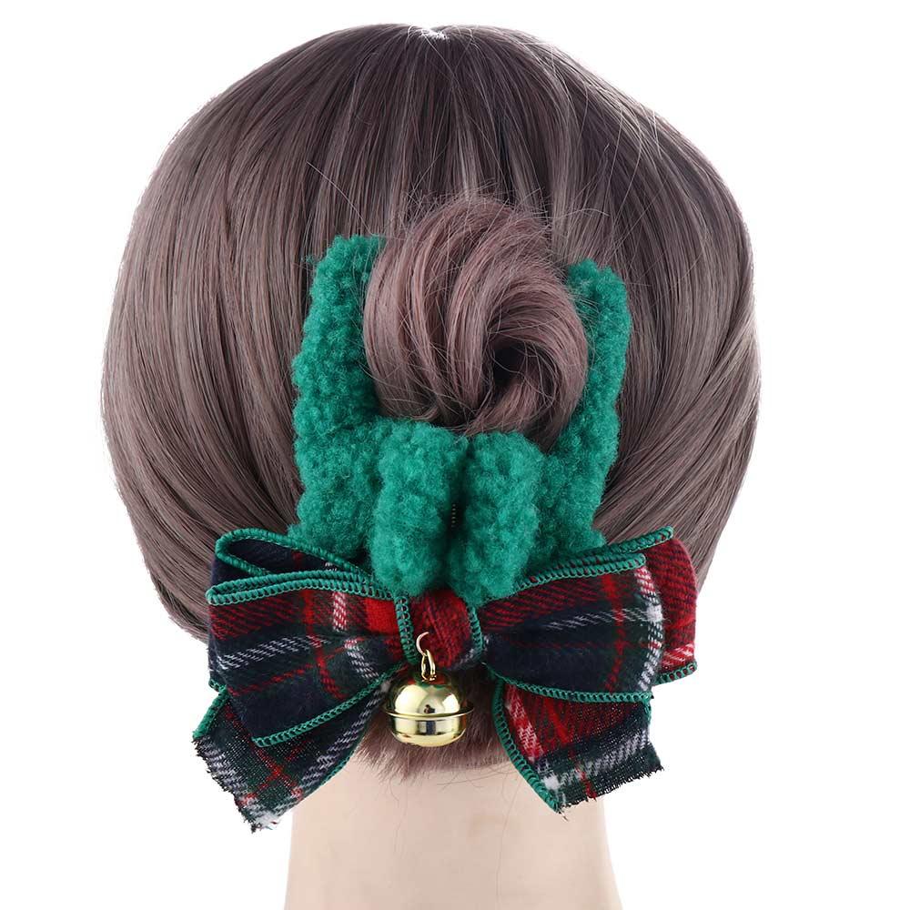 

Hair Grab Vintage Winter Christmas Bow Bell Women Hair Claws Korean Ponytail Holder Autumn Hairgrip Shark Clip бежевий