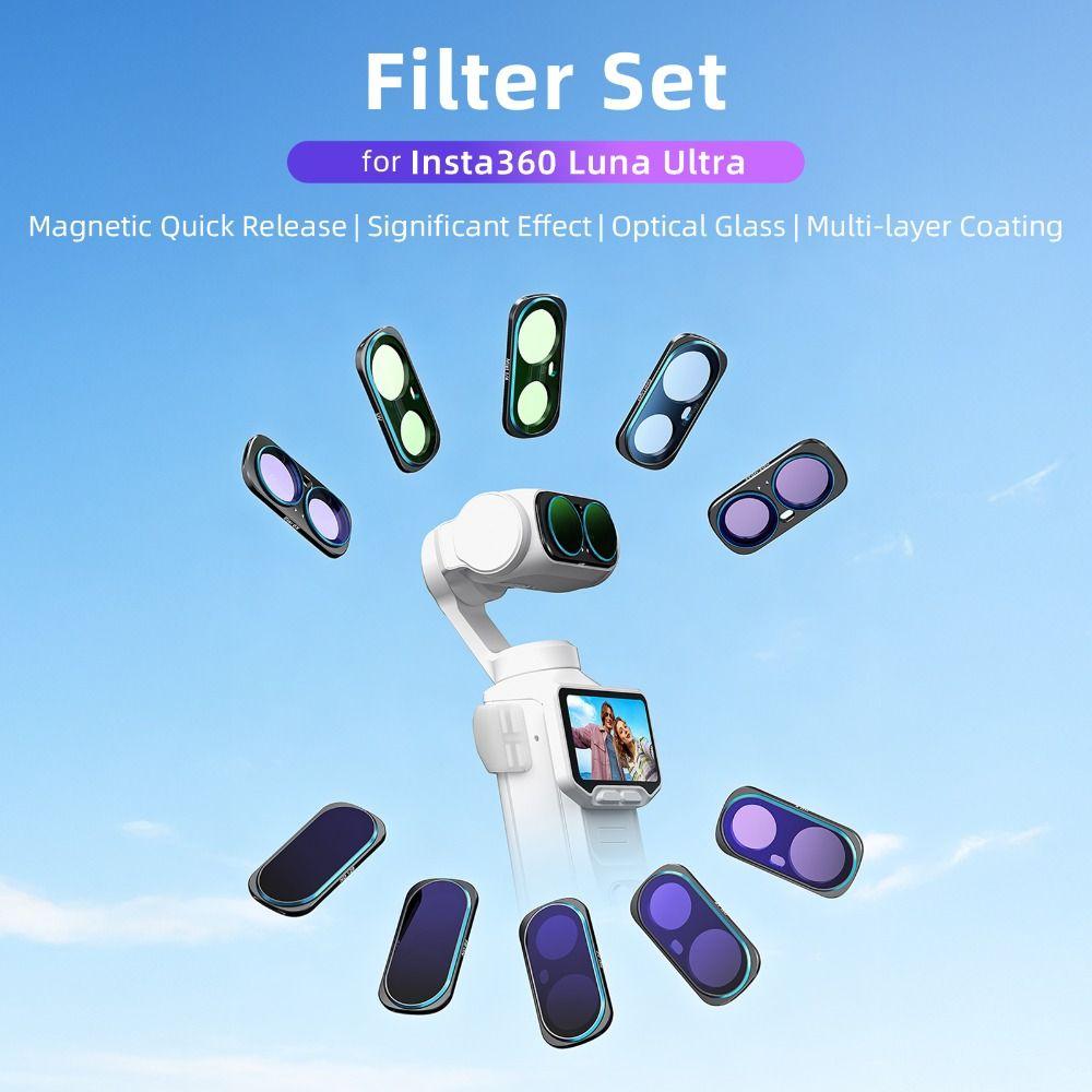 Optical Glass Magnetic Lens Filters Adjustable ND2-32 1/4 Black Mist Filters Kit CPL Lens Protector for Insta360 Luna Ultra
