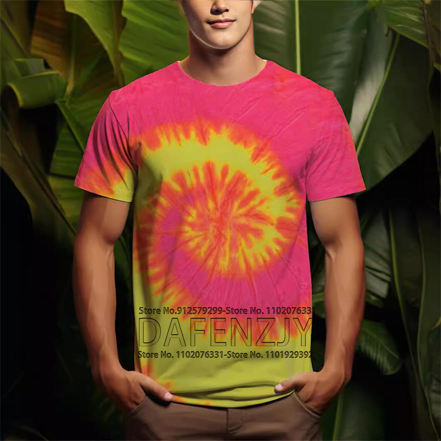 

Цветная радужная футболка с принтом тай-дай для мужчин, топ с коротким рукавом, 3D, повседневная уличная мужская футболка, мужская винтажная одежда L синий