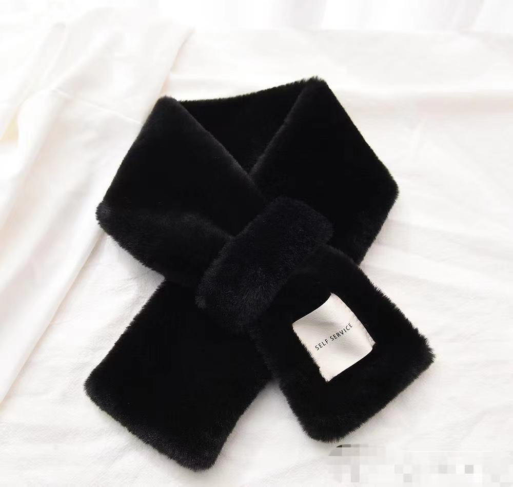 Vielseitiger Kreuz-Nackenschal - Imitation Rex-Kaninchenfellkragen für Damen, Kleiner pelziger Winterschal