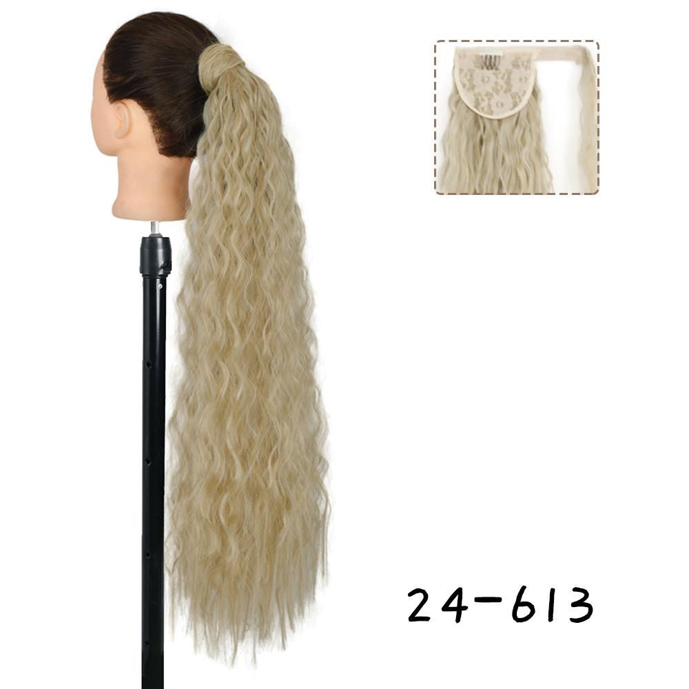 MERISIHAIR Women Long Deep Wavy Warp Around Ponytail Synthetic Fiber Long Brown Wavy Ponytail Hair Extensions Daily Wear