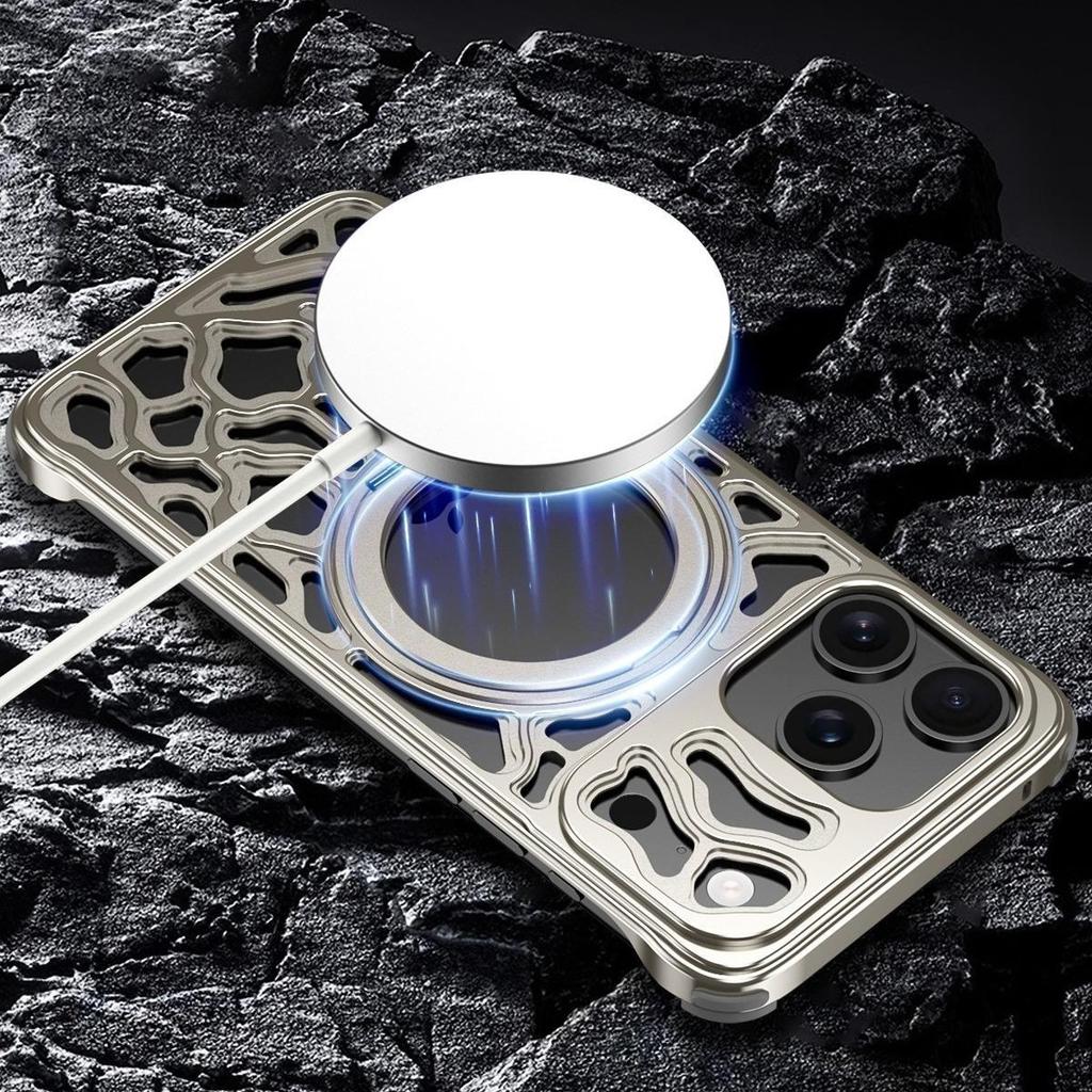 For IPhone 16 17 Pro Max 360° Rotating Stand, Gaming Cooling Magnetic Car Mount Borderless Cool Design Aluminum Shell.