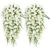 75cm White Crochet Artificial Flower Morning Glory Wall Hanging Faux Violet Plants Hanging Flower Vine Home Garden Wedding Decor