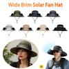 Solar Fan Hat with Solar/Charging Fan Sunshade Fishing Hat Waterproof Large Edge Cooling Hat for Outdoor Riding Hiking Fishing