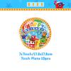 Cartoon Blocked Number Theme Birthday Party Decoration Building Background Plate Cup Balloon Backdrop Photography Prop Kid Gifts