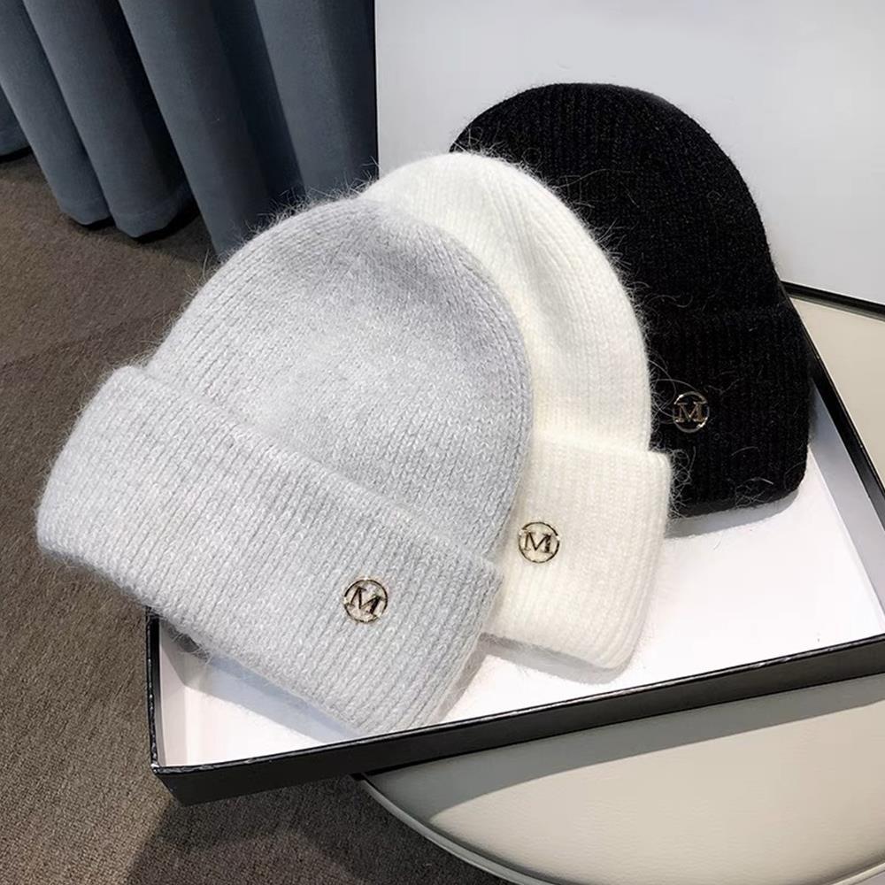 Fluffy Ear Protection Hat Thick Knitted Hats Beanies Pullover Hats Versatile Cute Soft Fashionable Warm Autumn Winter Cap