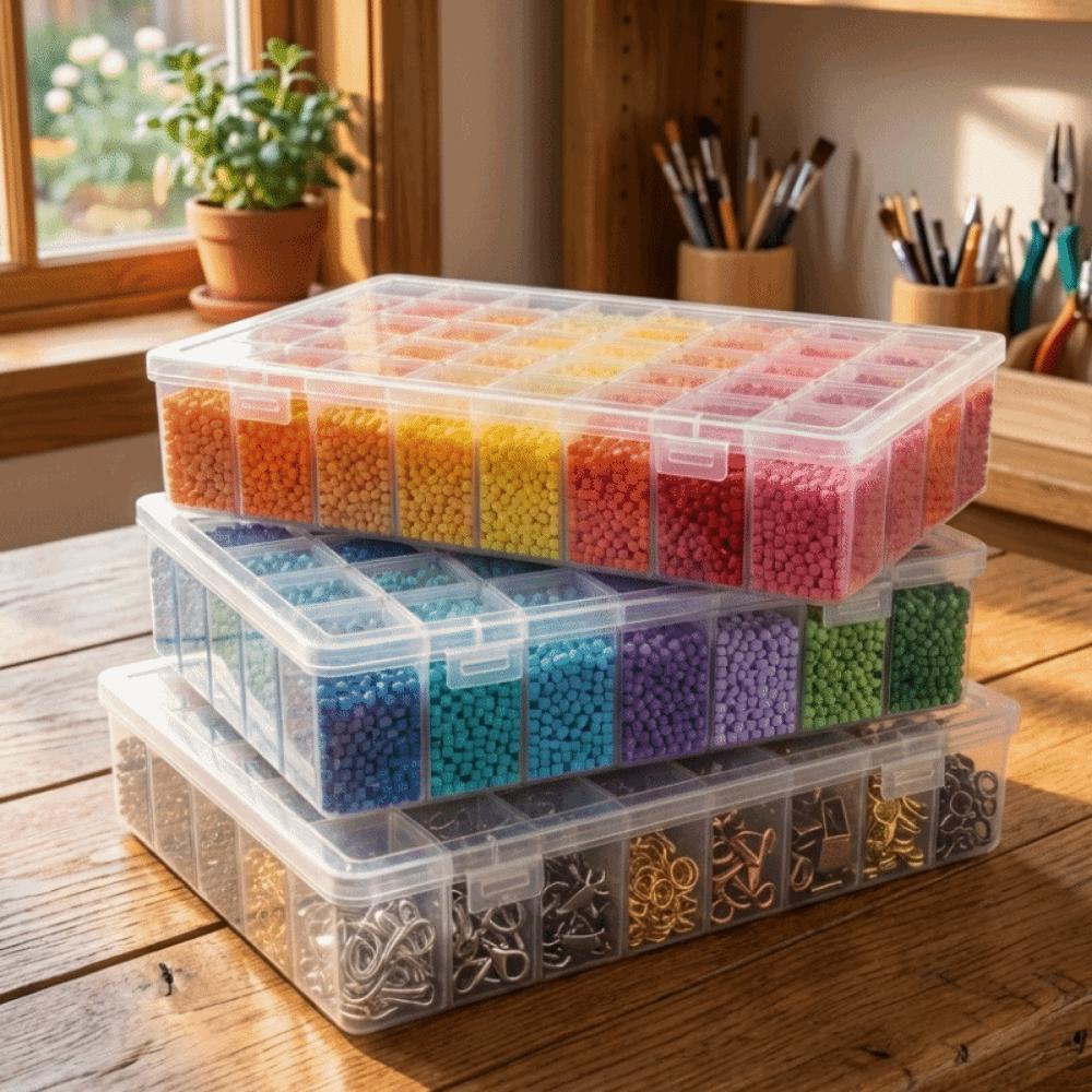 Transparent Perler Beads Storage Box Plastic Jewelry Container Beads Storage Box  DIY Crafts