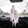 Feather Mirror Car Pendant for Girls Lucky Ornament Hanging Charm Home Decor Car Interior Accessories
