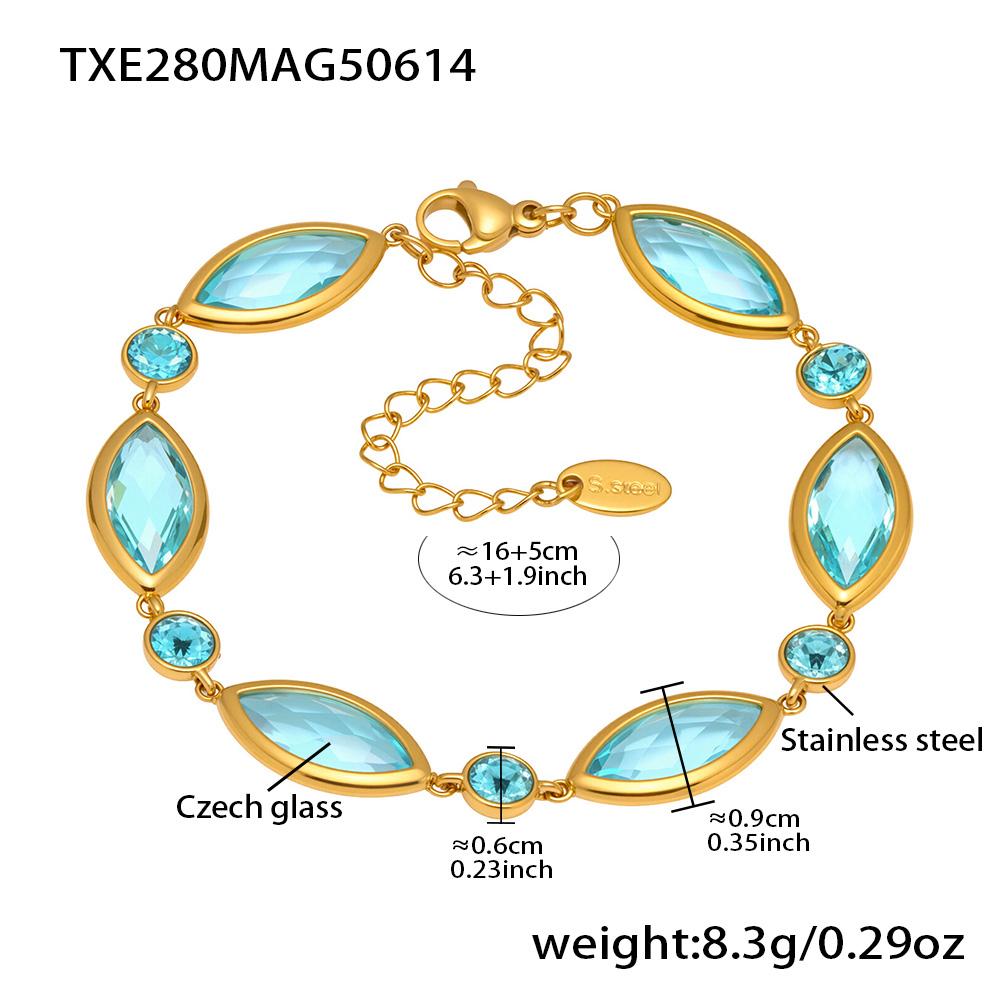 6 barev fazetované české skleněné náhrdelníky náramky visací náušnice na řetízku z nerezové oceli náramek náušnice pro ženy