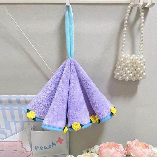 Rose Bouquet Hand Towel Hanging Hand Wipe Cloth Absorbent Decorative Hand Towel with Hanging Loop for Kitchen Bathroom