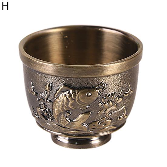 Yousheng Teacup Anti-slip Compact Size Zinc Alloy Aesthetic Relief Pattern Liquor Cup for Banquet