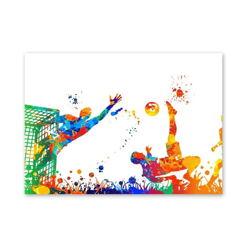 Abstract Watercolor Posters and Prints Young Basketball Players Modern Wall Art Canvas Painting for Sports Rooms Home Decoration