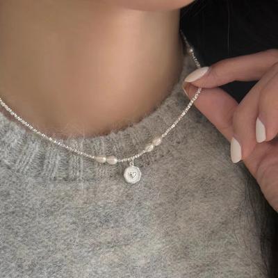 S925 Kochające Serce w Srebrze Sterlingowym okrągły Srebrny Naszyjnik Markowy dla Kobiet Ins Styl Elegancki Francuski Styl Małe Kawałki Srebra Naszyjnik Ozdoba