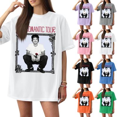 Camiseta Casual Estampada de Mujer Jersey de Cuello Redondo Manga Corta