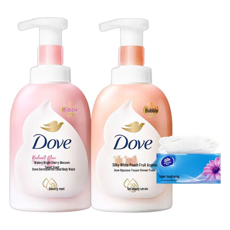 

Dove Bubble Cherry Blossom & Peach Shower Gel Duo Pack with Tissue