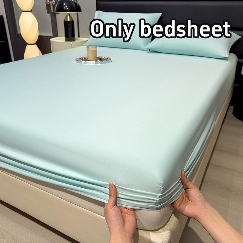 Cool Touch Ice Silk Fitted Sheet Summer Cooling Mattress Protector Cover Non-slip Bed Sheet For Hot Sleepers & Night Sweats