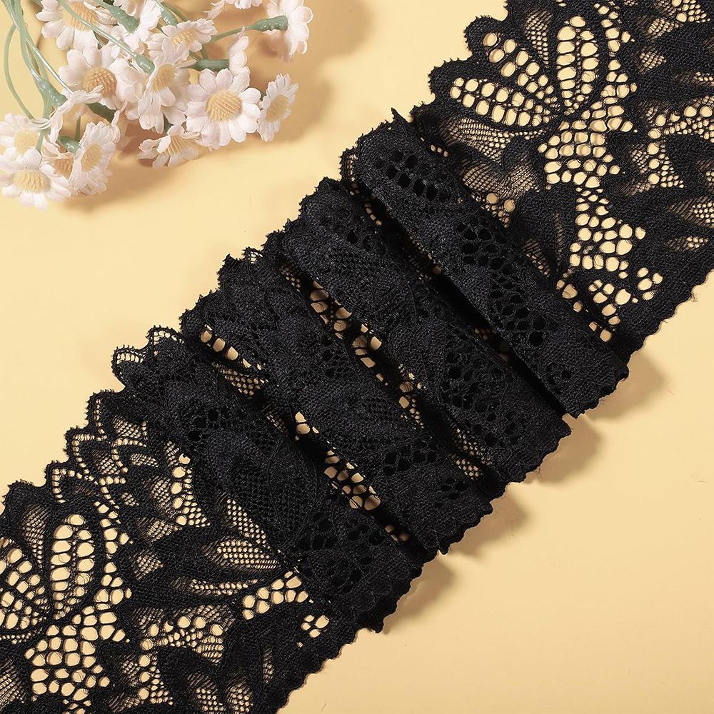 2Yards Black Lace Embroidery Fabric DIY Lace Applique Craft Sewing Ribbon