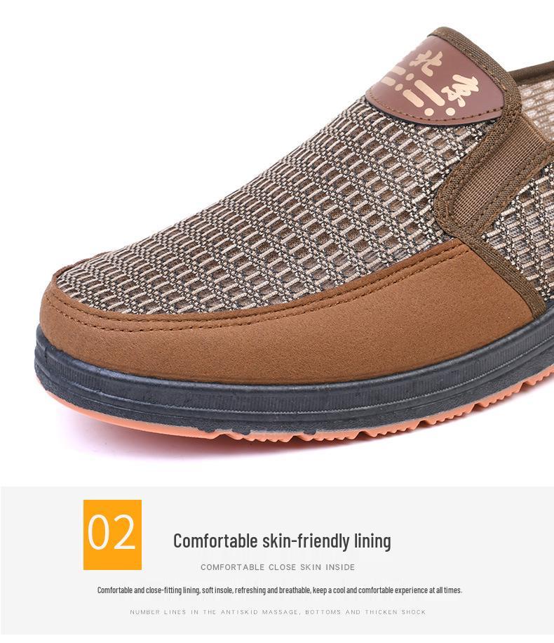 Herren Sommer Atmungsaktive Mesh Slipper mit Weicher Rutschfester Sohle für Mittelalte und Ältere