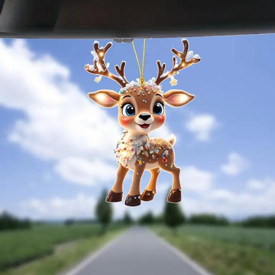 Ornamente Ren de Crăciun 2D Plate Acrilice Pandantiv Oglindă Auto Festiv Sărbători Acasă Decorațiuni Pom