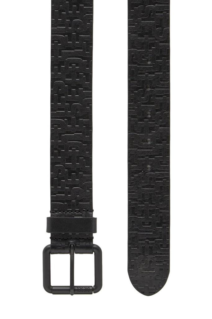 Cow Leather Monogram Belt X09400PR505 85 Black T8013 [Diesel] Men's