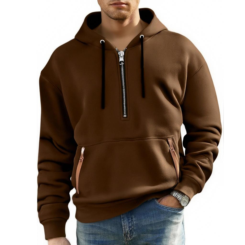 Herren Fleece Kapuzensweatshirt, Lässiges Langarm-Cardigan-Sweatshirt