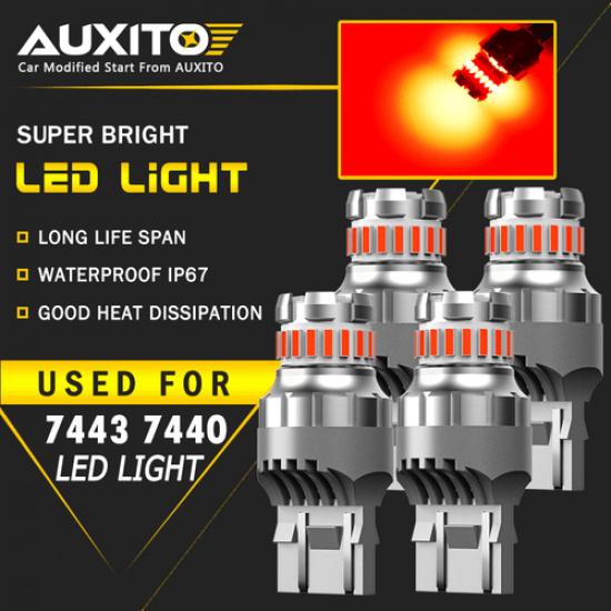 

4PC 7443 7444 LED Brake Tail Light Bulbs Red for Chevy Silverado 1500 2014-2018