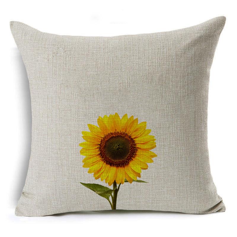 New Sunflower Flower Series Linen Pillowcase Car Home Cushion Pillowcase