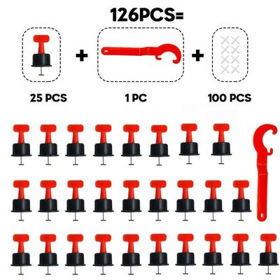 126pcs/151pcs Reusable Floor Gap Clips Floor Leveling Tile Leveling Clips Wedges Tile Tools