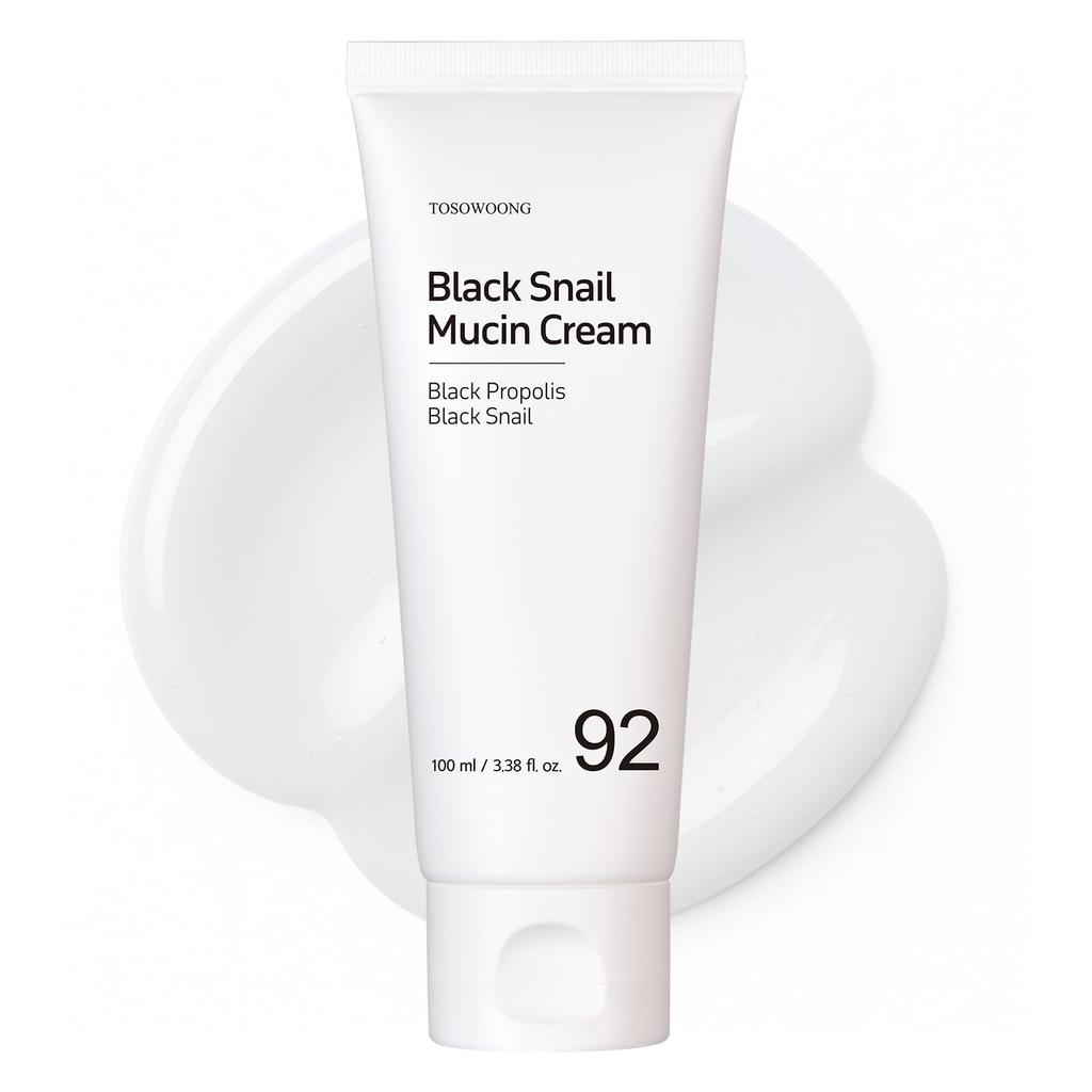 TOSOWOONG Black Snail Mucin 92 Face Moisturizing and Nourishing for Sensitive and Dry Snail Snail Korean Skincare Cosmetics Cream, 100ml, Skin,