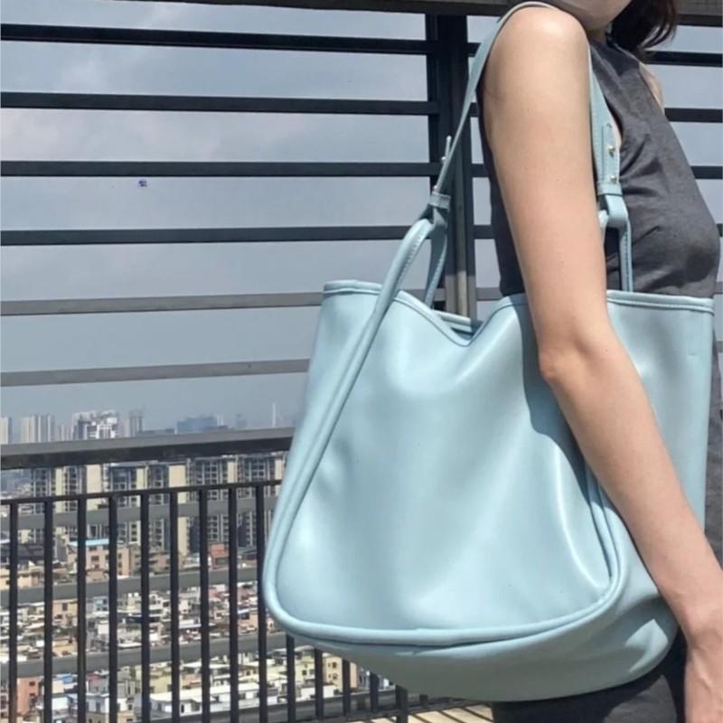 JIAERDI Sweet Lovely Blue Tote Bag Women Leather Large Capacity Shoulder Bags Ladies Everyday Commuter Casual Underarm Bag 2025